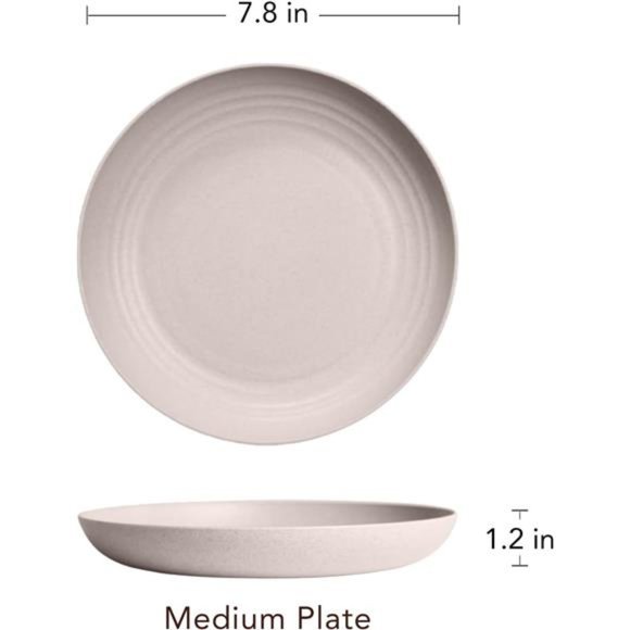 Lightweight Wheat Straw Plates -4Pack Unbreakable Dishes & Plates Sets Non-toxin - Picture 2 of 6